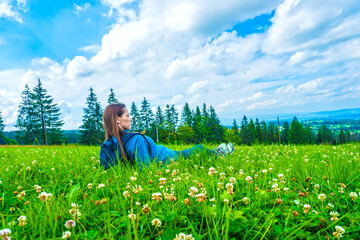 Relaxing in a Flowering Meadow with Tatra Mountain Views, Poland