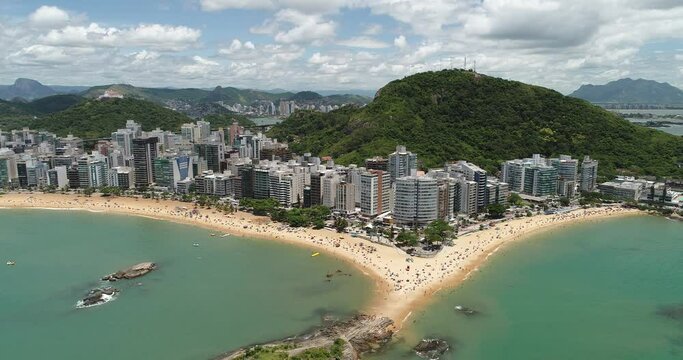 Aerial view of Costa Beach and Sereia Beach - Vila Velha, Esp&iacute;rito Santo, Brazil