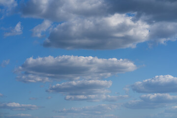 Photo background texture, cumulus clouds in the sky, close-up, nature of Estonia.