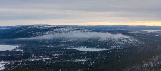Panoramic scenery to the landscape in Levi, Finland's Lapland