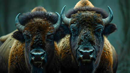 close up of an american bison