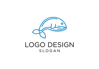 whale monoline logo vector