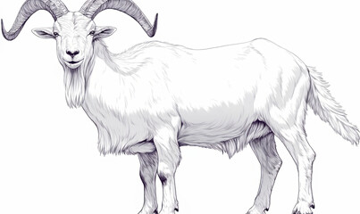Coloring book for children, coloring animal, goat.