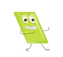 Scared nervous parallelogram cartoon character feeling fear emotion isolated vector illustration
