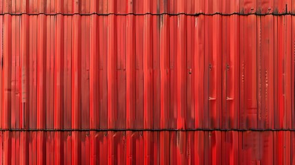Vector illustration of red metal roof siding, depicting warehouse metal wall texture, sea cargo container wall, iron wave panels, industrial construction zinc materials