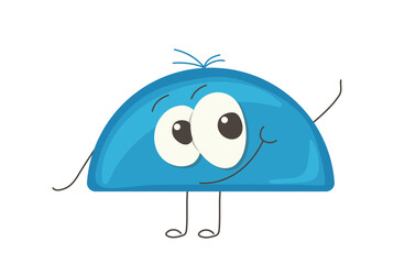 Cute semicircle geometric shape cartoon character vector illustration isolated on white background
