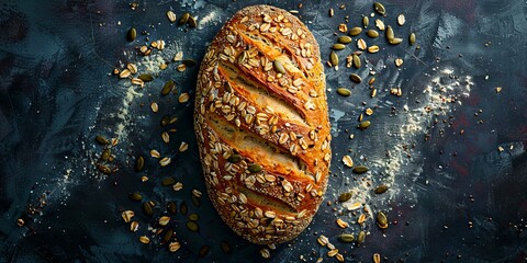 A loaf of bread with seeds on top.