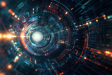 Obraz premium An ultra-futuristic tech abstract background is a visually appealing and thought-provoking image that evokes a sense of awe and wonder