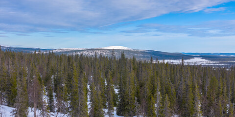 Panoramic scenery to the landscape in Pallas, Finland's Lapland