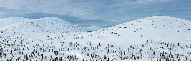 Panoramic scenery to the landscape in Pallas, Finland's Lapland