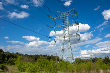 high voltage lines, power poles