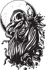 black and cartoon illustration of a lion bird silhouette clipart vector illustration