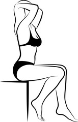 Sketch of Sitting Woman In Bikini