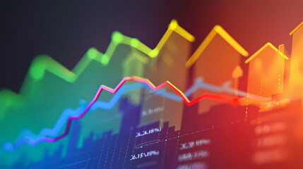 Colorful Graph Illustrating the Fluctuations of Mortgage Rates - Financial Trends Analysis