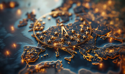 Creative blue EU flag with stars.