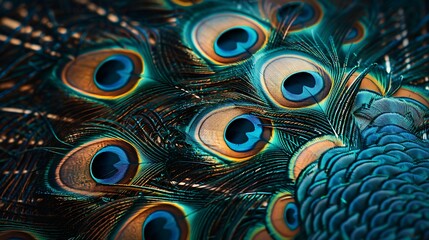Obraz premium tail, bird, decorative, elegant, peafowl, colorful, elegance, feather, peacock, beautiful, ornament, modern, abstact, natural, vintage, fabric texture, animal, background, texture, textile, nature, de