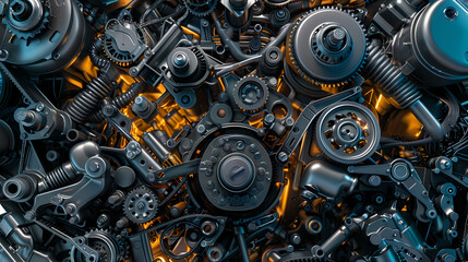 Naklejka premium Mechanic Repairing Heavy-Duty Construction Tractor - Professional Equipment Maintenance