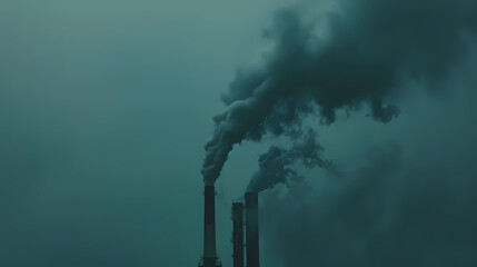 Factory Emitting Dark Smoke into the Atmosphere - Environmental Pollution and Industrial Impact