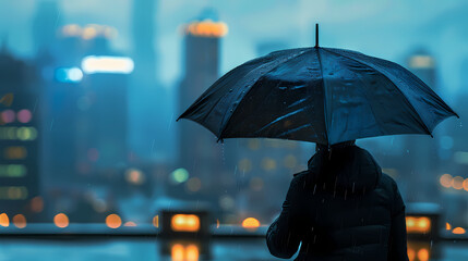 Person Holding an Umbrella in the Rain - Capturing a Rainy Day Moment