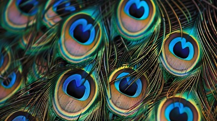 Obraz premium tail, bird, decorative, elegant, peafowl, colorful, elegance, feather, peacock, beautiful, ornament, modern, abstact, natural, vintage, fabric texture, animal, background, texture, textile, nature, de