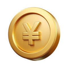 Obraz premium Gold Chinese yuan coin cash money. 3D icon with transparent PNG background