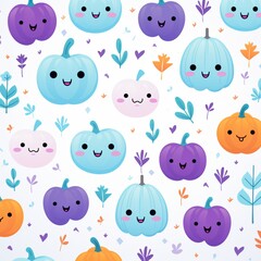 High-quality halloween pastel seamless pattern on white background for spooky season decor