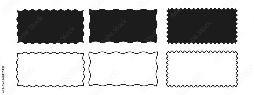 Poster set of rectangular geometric zigzag frames isolated on white background. abstract shapes for design.