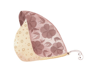 Butterfly watercolor floral wings isolated illustration. Terracotta and beige pastel colors cute moth with flowers hand drawn Boho art. Neutral aesthetic soft image for baby nursery design.