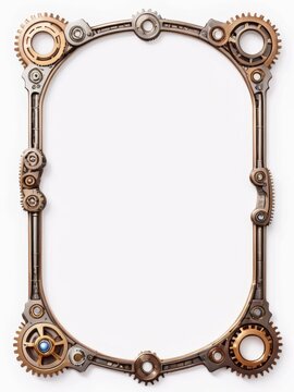 ged Brass Steampunk Gear Frame with Ornate Details