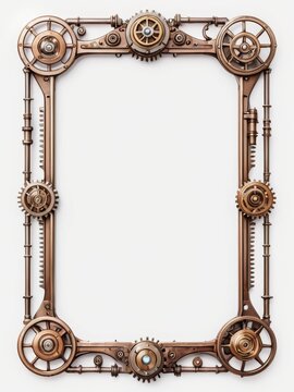 ged Brass Steampunk Gear Frame with Ornate Details