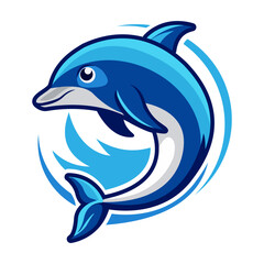 logo with the image of a cartoon dolphin