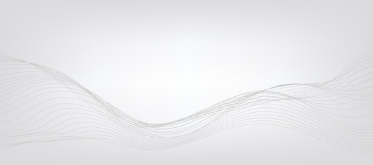 Vector abstract background with dynamic grey waves, lines and particles.	