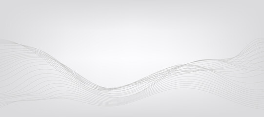 Vector abstract background with dynamic grey waves, lines and particles.	