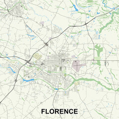 Florence, South Carolina, USA map poster art