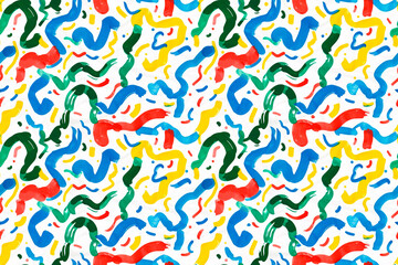 Abstract pattern with bold, colorful brush strokes and shapes, seamless design ideal for creative decoration and artistic tile ornaments