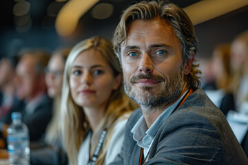 Fund managers attending investor conferences and roadshows to pitch their investment strategies and attract capital. Generative Ai.