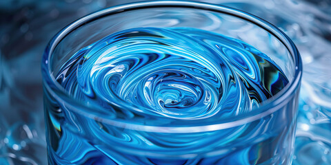 Hypnotic Aqua Tones Swirling in a Gleaming Glass Vessel