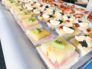 Tray of toasts for aperitif