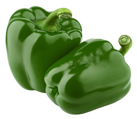 sweet Pepper, green Paprika, isolated on white background, full depth of field