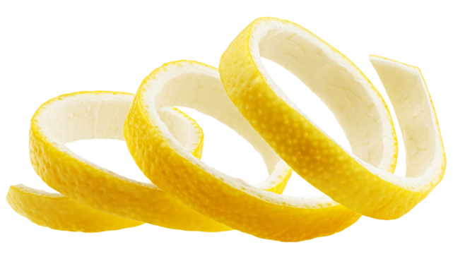 Lemon Peel isolated on white background, full depth of field