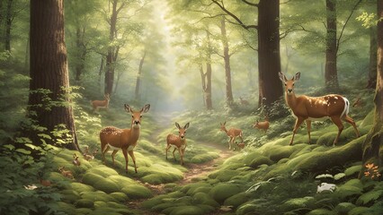 Fototapeta premium water animals and forest animals