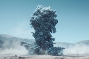 A dramatic image of a nuclear explosion creating a massive mushroom cloud, dominating the sky with its destructive power.