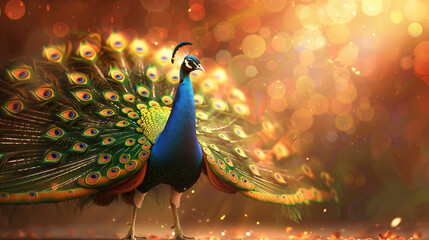 Photo of Elegant Peacock Displaying Vibrant Feathers, Peacock Background
