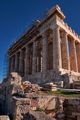 Obraz premium Parthenon - former temple on the Athenian Acropolis, Greece, that was dedicated to the goddess Athena