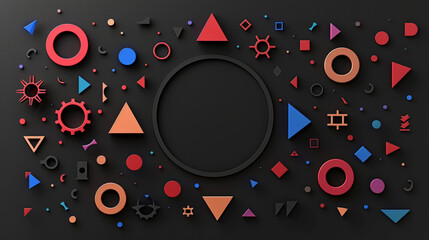 Obraz premium Minimalist Geometric Shapes on a Dark Surface, Music equipment