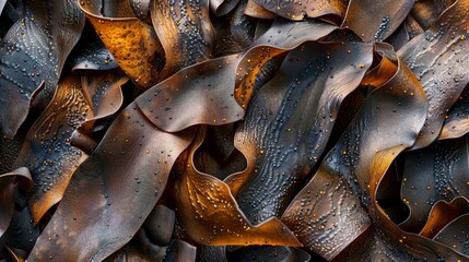 Textured Seaweed Sheets with Water Droplets Close-Up