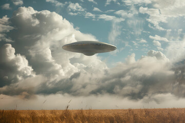 Ufo sighting over countryside field