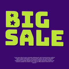 Big Sale banner graphic resources for advertisement needs in green and purple color style. Suitable for offer, sales and shop design backgrounds.