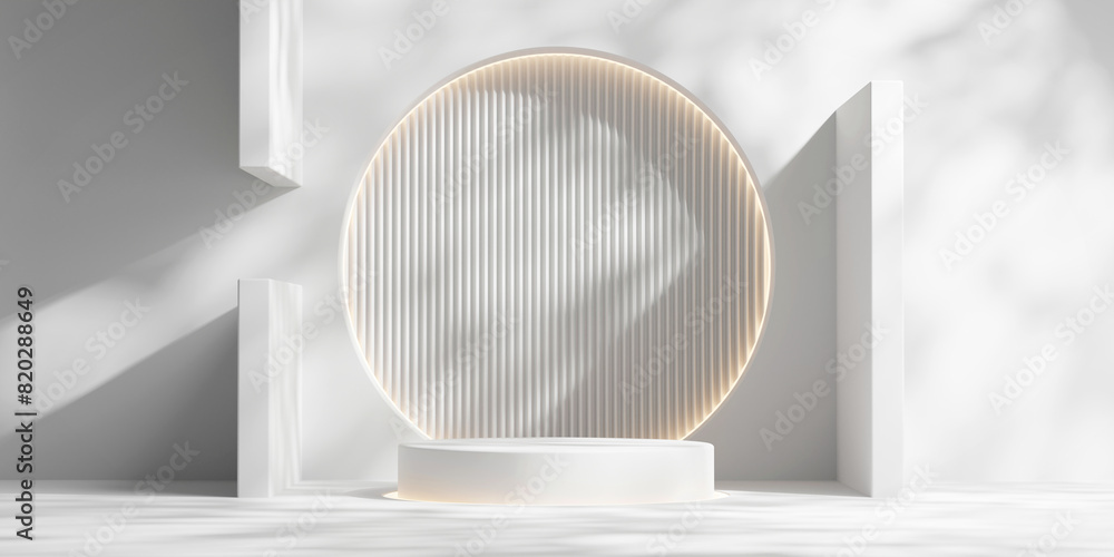 Poster abstract white platform podium showcase for product display 3d rendering