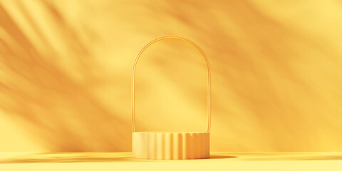 Yellow Minimal Background Podium Platform For Product Display Presentation Advertising 3D Rendering	
